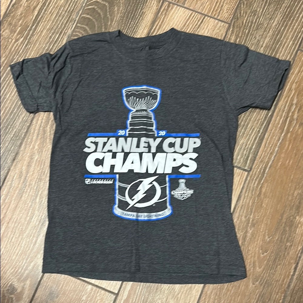 Kids Stanley Cup Champs Gray T-Shirt - Tampa Bay Lightning